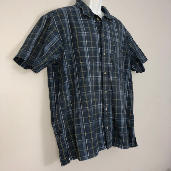 Columbia Shirt Mens XL Blue Tartan Plaid Short Sleeve Button Up Hiking Outdoor - Picture 3 of 11
